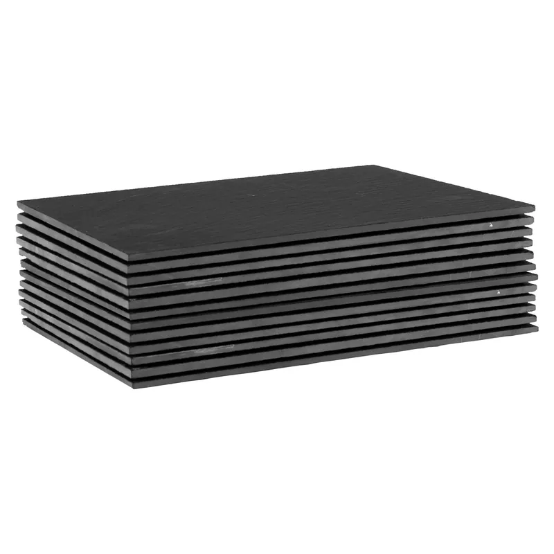 Linea Rectangle Slate Placemats - 35cm x 25cm - 12x Large Natural Black Stone Dining Table Dinner Serving Board Place Mats Sets