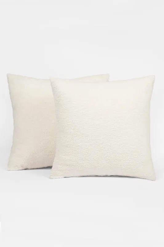 2 Pack of Boucle Teddy Fleece Cushion Covers - OHS