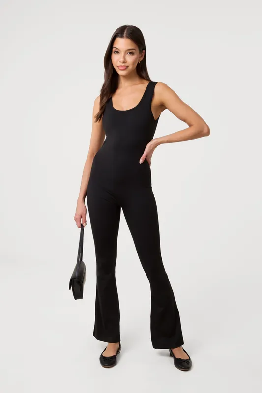 Black Ruched Bum Openback Unitard - Pink Vanilla