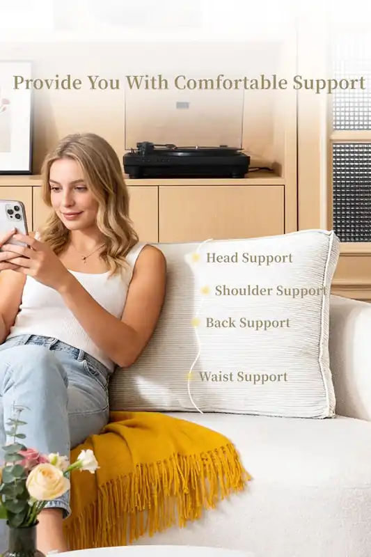 Soft Corduroy Bedside Headboard Pillow Reading - Living and Home