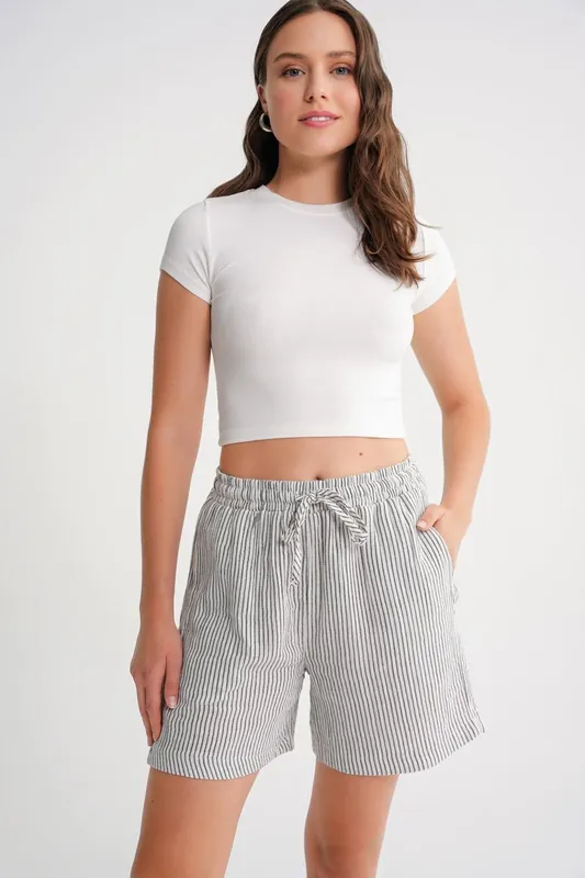 High-Waisted Striped Wide Leg Shorts