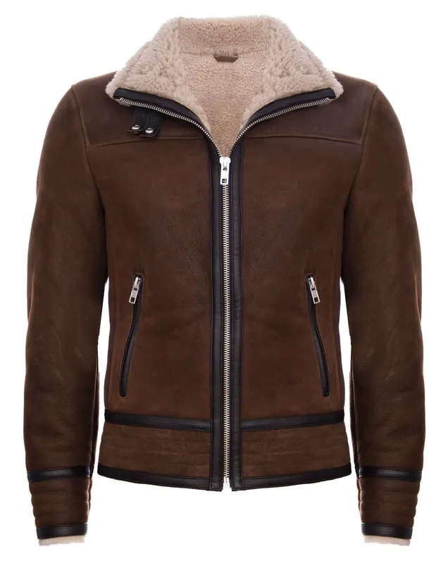 Retro Pilot Sheepskin Leather Biker Jacket-Bogota