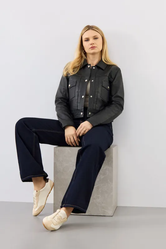 Real Leather Lexi Trucker Jacket - Bolongaro Trevor