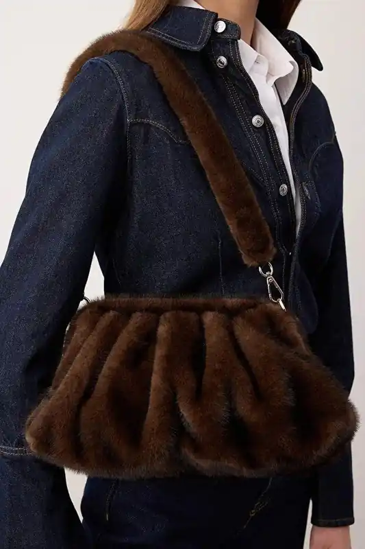 Faux Fur Shoulder Bag for Women - WOVCOR