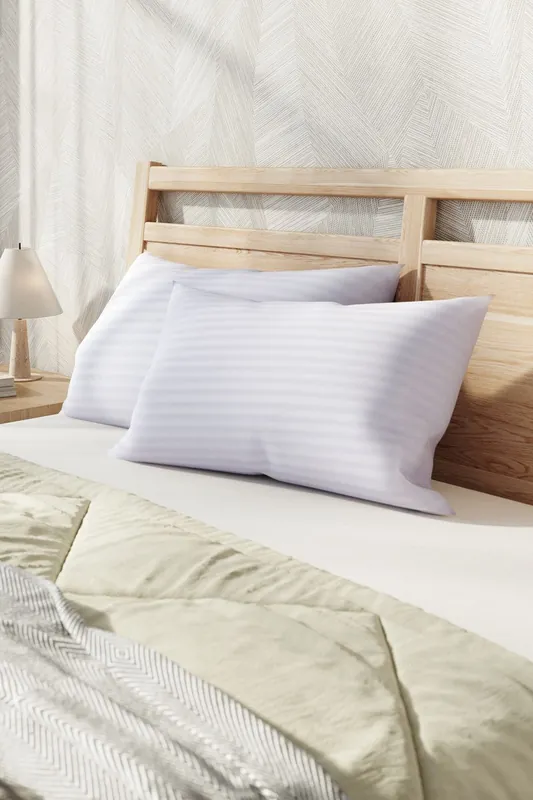 2-Pack Stripes Polyester Bed Pillow Insert, 1000 Grams