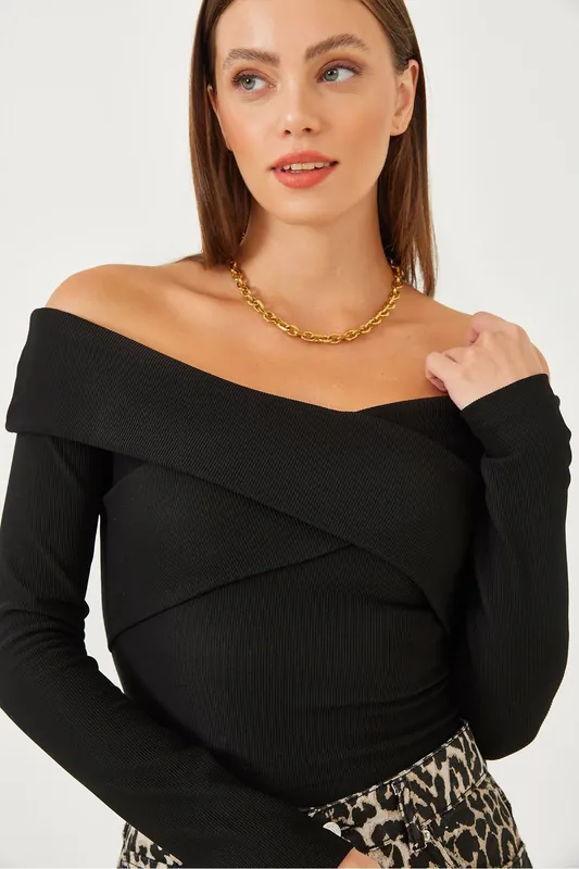 Strapless Textured Ribbed Blouse - Bianco Lucci