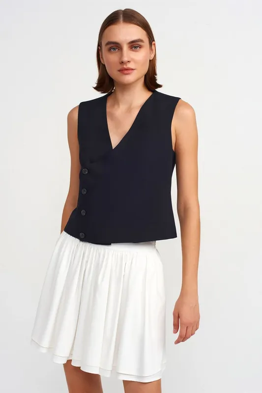 Women's V-neck Crepe Waistcoat