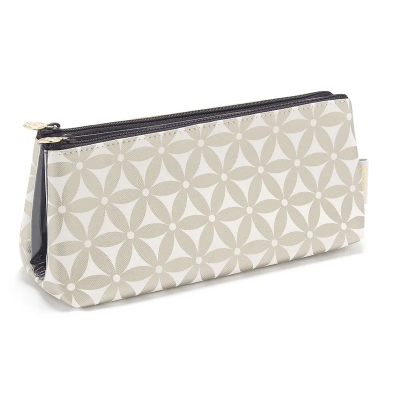 'Lauren' Folding Makeup Bag in Starflower Beige - Victoria Green