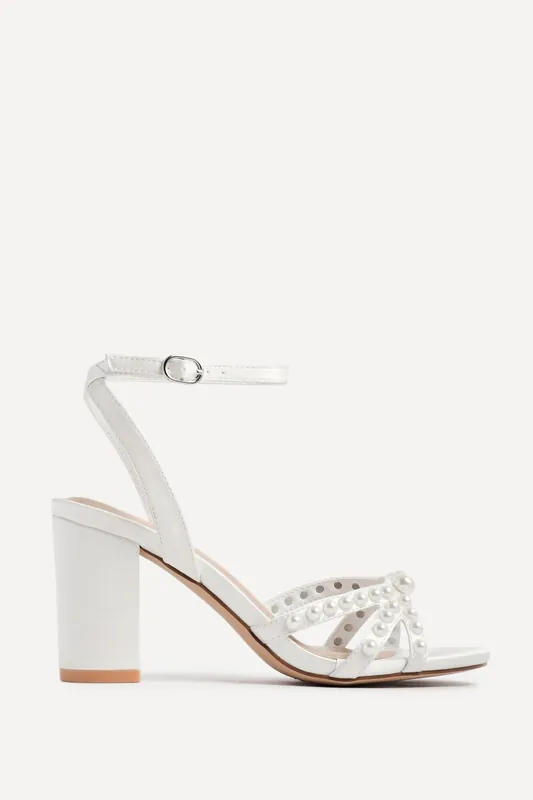 Enchanted Bridal Ivory Pearl Heeled Sandals - Linzi