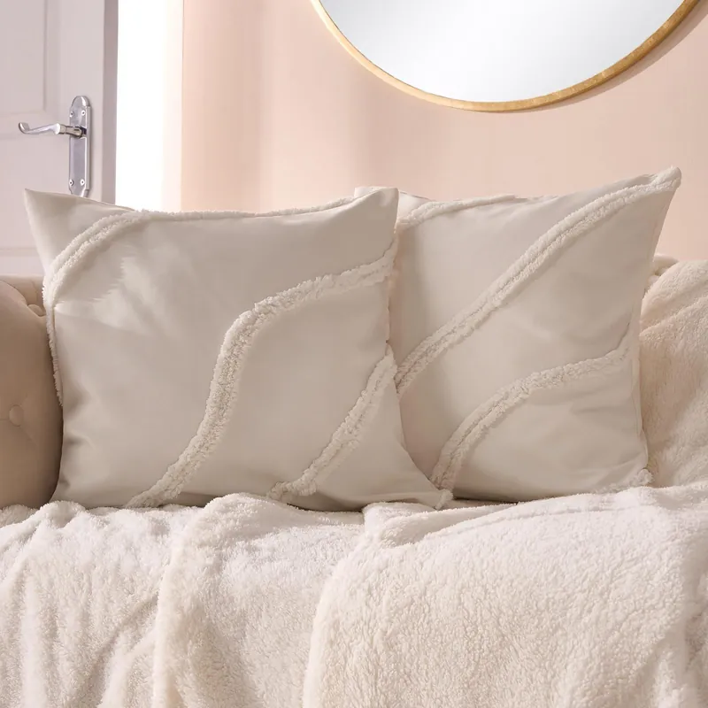 2 x Tufted Contour Cushion Cover Luxury Modern - OHS