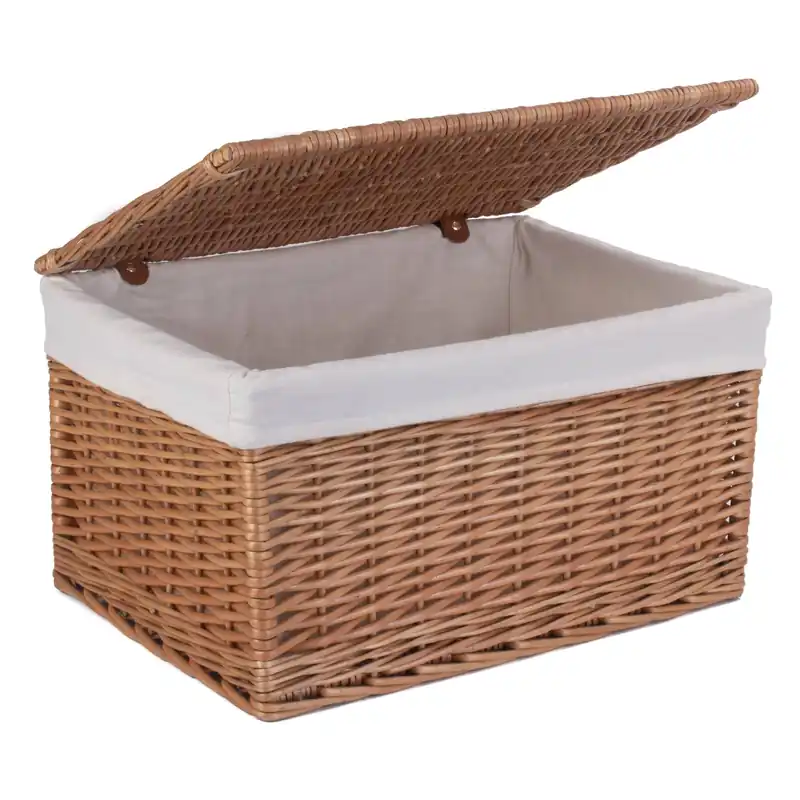 Wicker Light Steamed Cotton Lined Storage Basket - Red Hamper