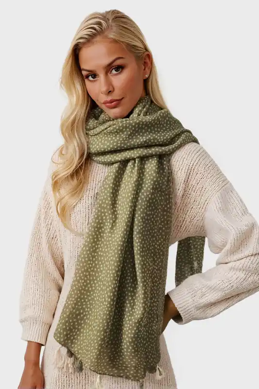 Little Floral Print Tassel Scarf In Brown - FS Collection