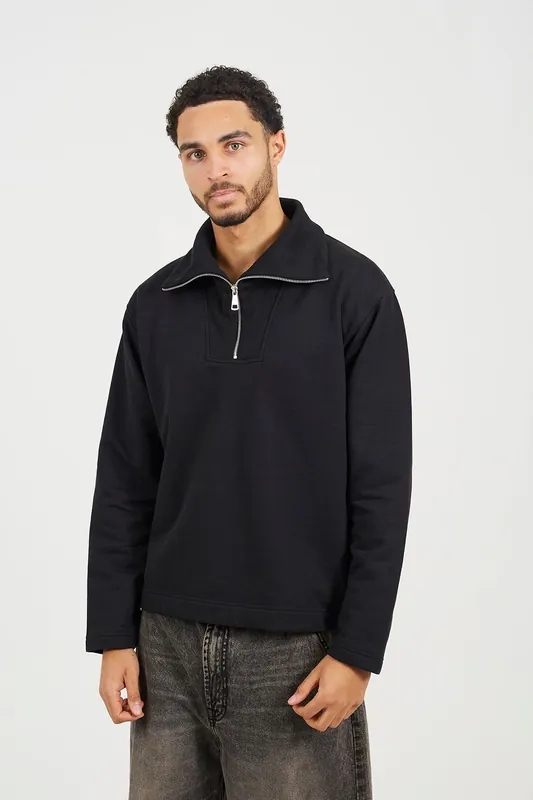 High Funnel Neck 1/4 Zip Sweatshirt - Brave Soul