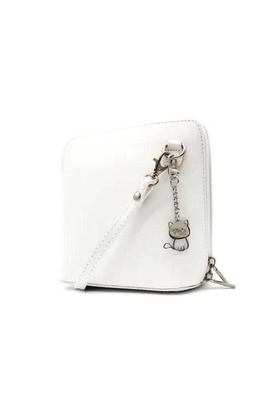 Small Italian Real Leather Purse Crossbody Bag With Kitise Charm