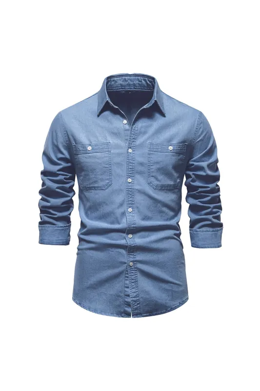 Long Sleeve Button-Up Shirt with Chest Pockets