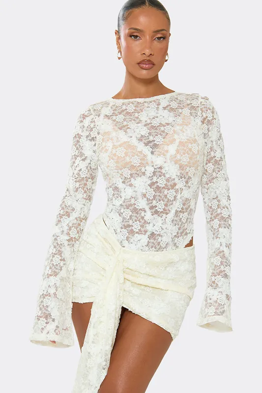 Long Sleeve Lace Bodysuit - EGO