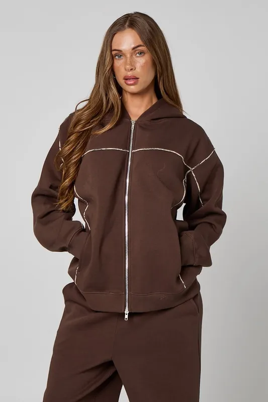Chocolate Zip Snake Pipe Hoodie - Urban Bliss