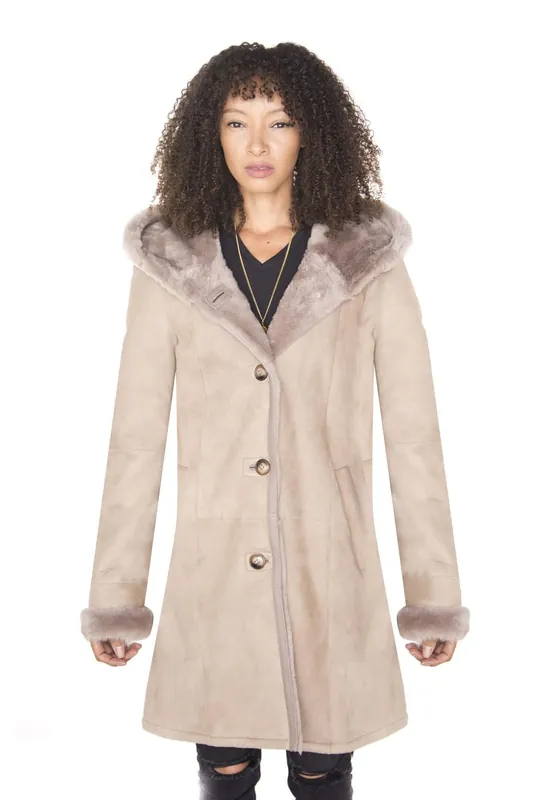 Suede Merino Sheepskin Parka Coat-Richmond