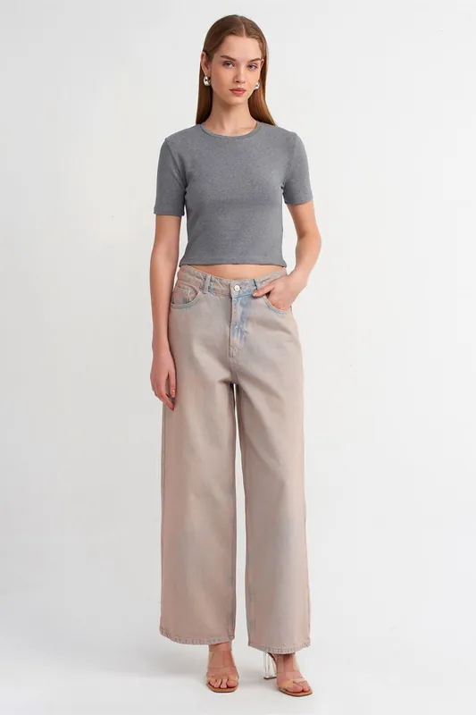High-Waist Wide-Leg Cotton Denim Jeans