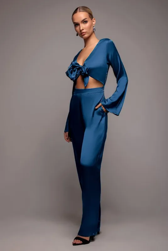 Cut Out Satin Jumpsuit - Goddiva