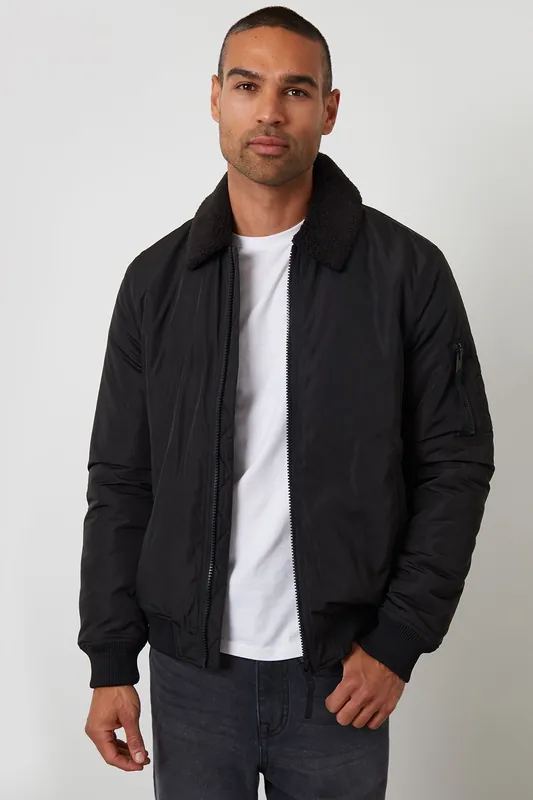 Borg Lined Collared Jacket - Threadbare