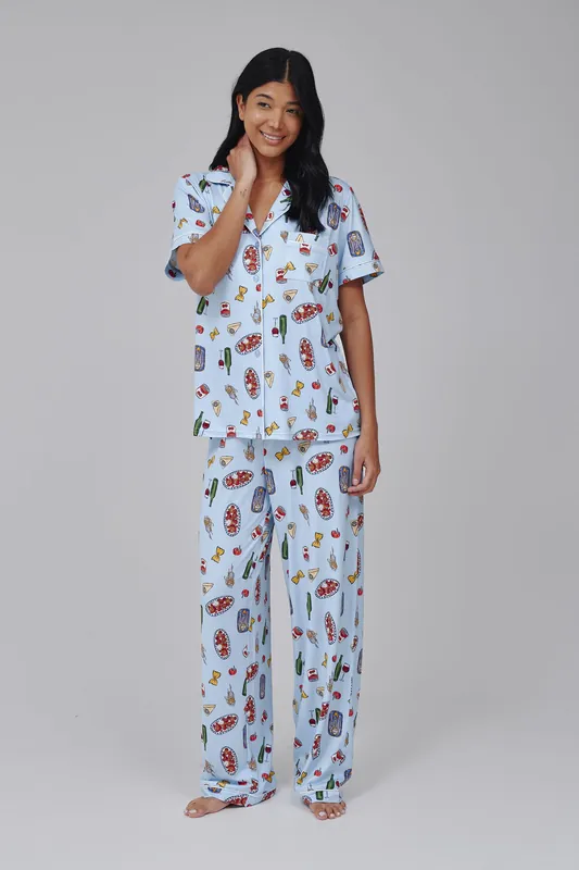 Pasta Food Graphic Shirt And Trouser PJ Set - Loungeable