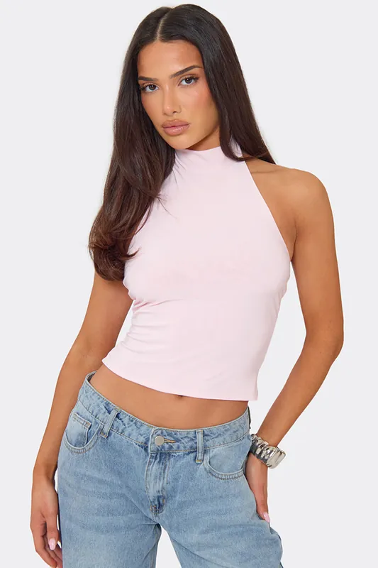 Sleeveless Halter Neck Open Back Slinky Top - EGO