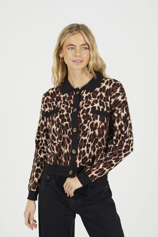 Animal Printed Knitted Cardigan - Brave Soul