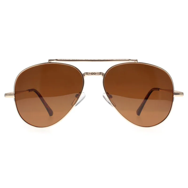 Aviator Shiny Gold Brown Polarized MP185 - montana