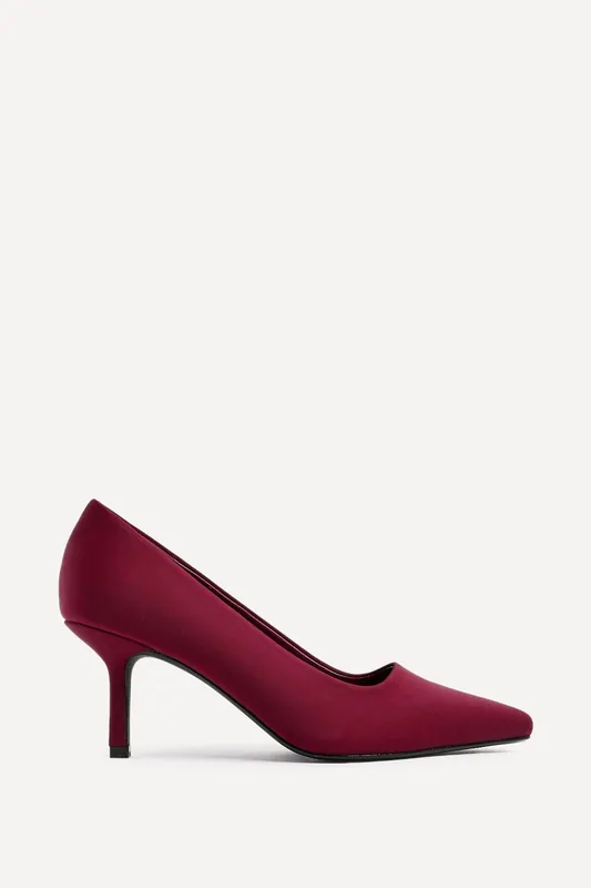 Aim Wide Fit Burgundy Scuba Classic Court Heel - Linzi