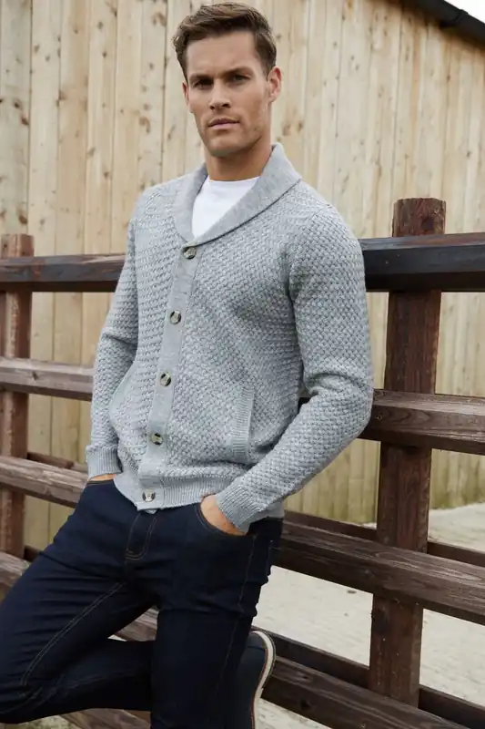 Lindow' Shawl Collar Knitted Cardigan - Threadbare
