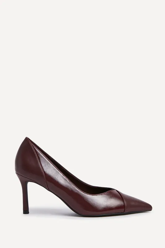 Gaia Burgundy Faux Leather Two Tone Court Heel - Linzi