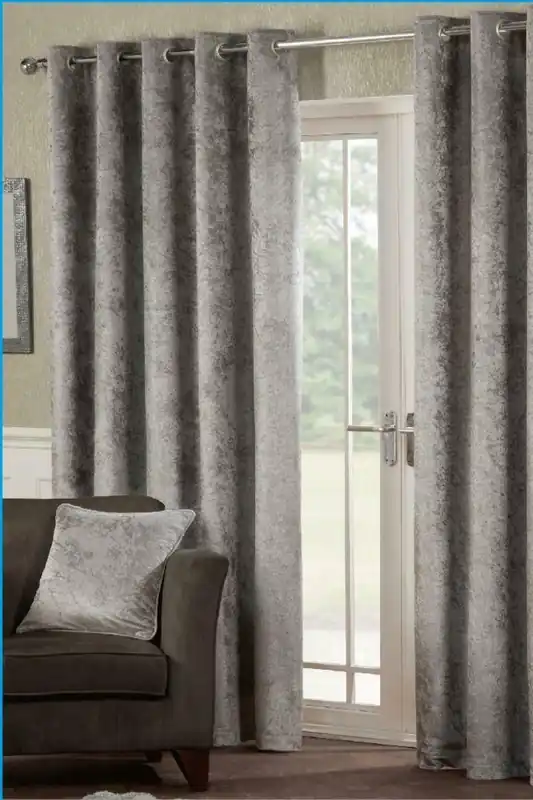 Crushed Velvet Fully Lined Eyelet Curtains - Alan Symonds