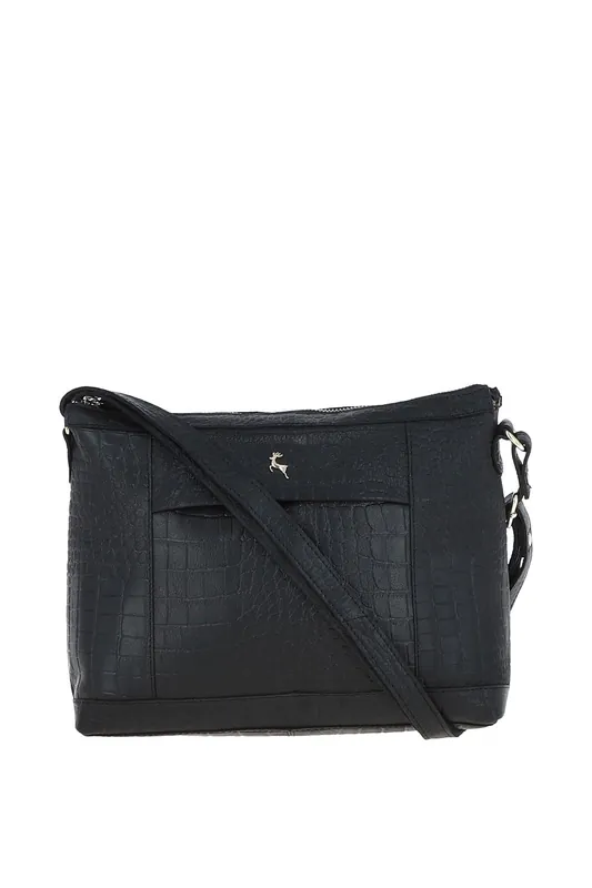'Carlotta' Croc Print Real Leather Shoulder Bag - Ashwood Leather