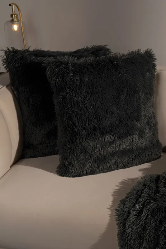 Set of 2 Fluffy Shaggy Square Cushion Covers - OHS
