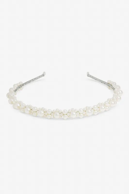 Silver Plated Mixed Pearl Headband - Jon Richard