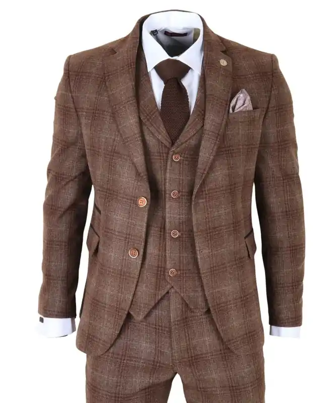 3 Piece Suit Tweed Check 1920s Formal Dress Suits - TruClothing