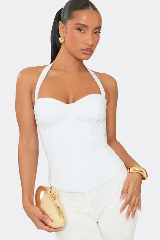 Corset Style Strappy Halter Neck Corset Top - EGO
