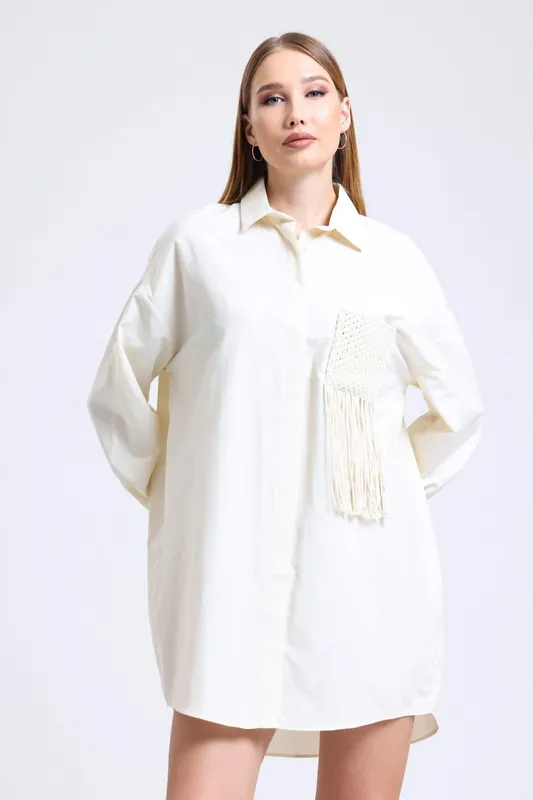 Tassel Pocket Oversized Shirt - Hiccup