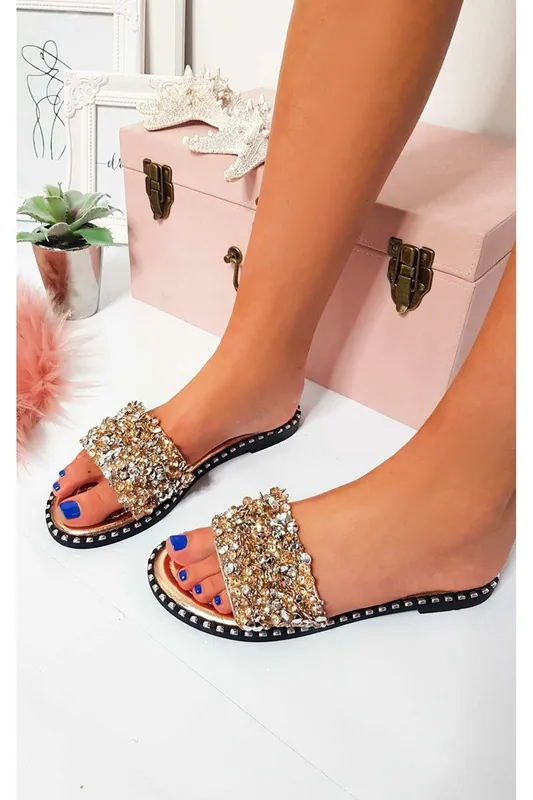 Libby Embellished Open Toe Sandals - IKRUSH