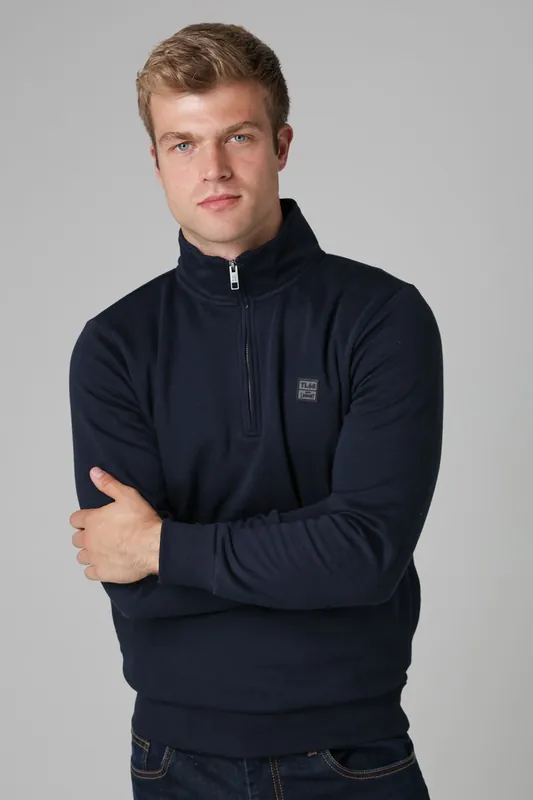 Cotton Blend Quarter Zip Sweatshirt - Tokyo Laundry