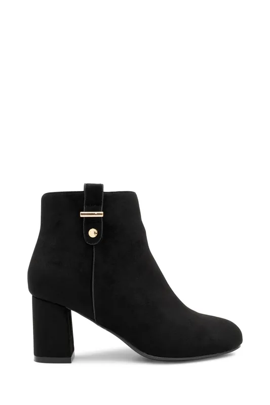 Billie' Micro Suede Wide Fit Mid Block Heel Ankle Boot - Paradox London