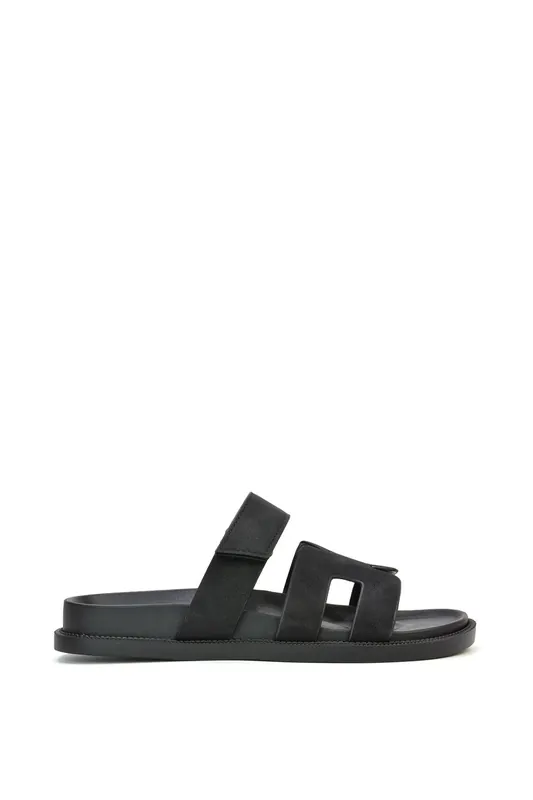 Lydia' Flat Slip On Adjustable Strap Slider Sandals - XY London