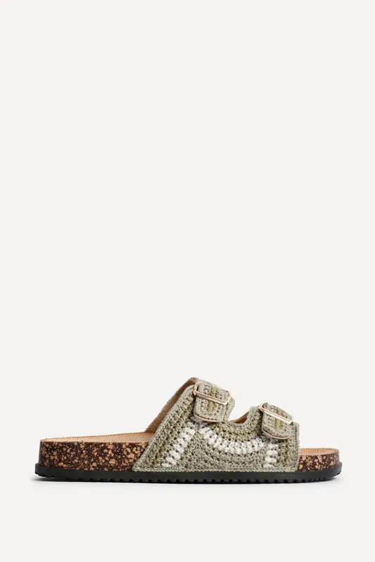 Jaylyn Khaki Double Buckle Sandals - Linzi