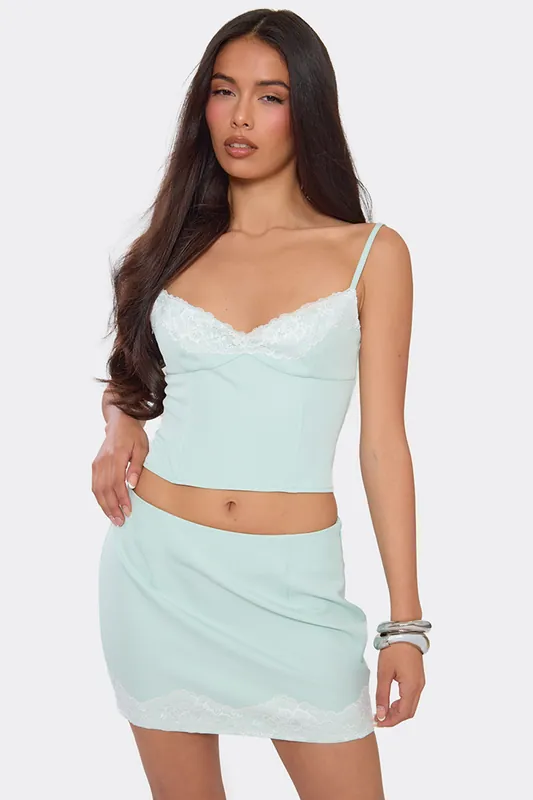 Strappy Sweetheart Neckline Contrast Contrast Lace Cami Top - EGO
