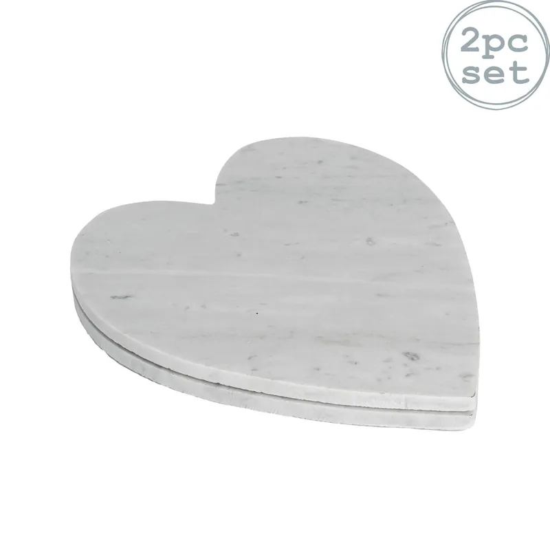 Heart Marble Serving Platters 23 x 27cm Pack of 2 - Argon Tableware