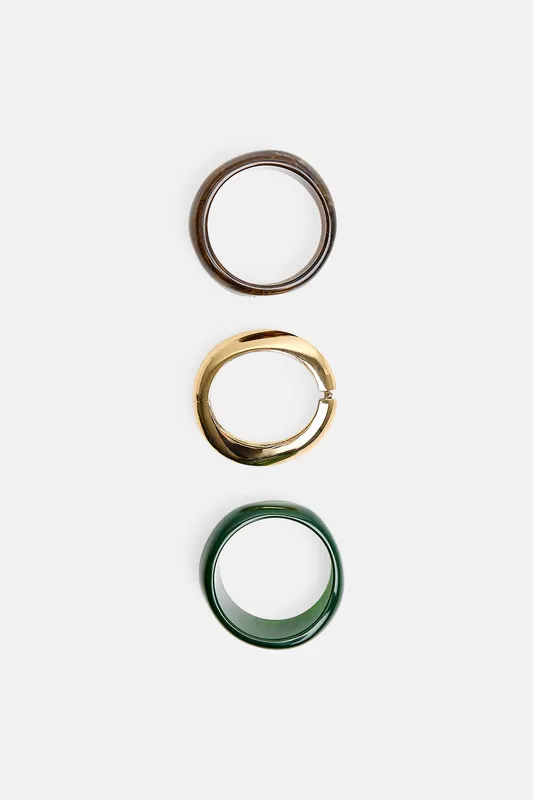 Three Pack of Resin and Gold Bangle - Public Desire