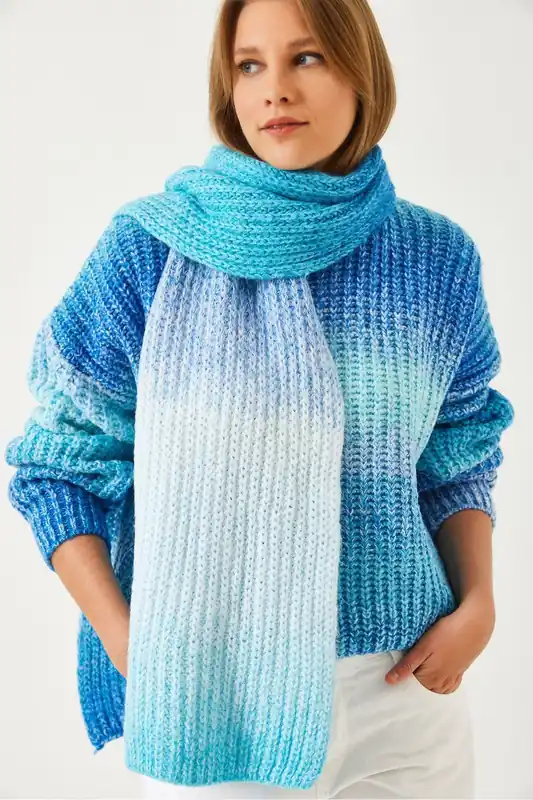 Gradient Ribbed Crew Neck Sweater - Bianco Lucci