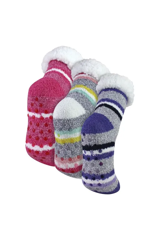 3 Pairs Soft Fluffy Lounge Socks | Warm Cosy Home Slipper Socks - Sock Snob