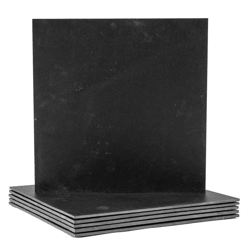 Square Slate Placemats - Set of 6 Natural Stone Smooth Edge Mats 33cm